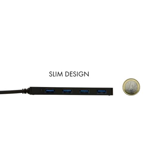 Hub USB i-tec Slim U3HUB404, 4x USB 3.2 gen 1, Black