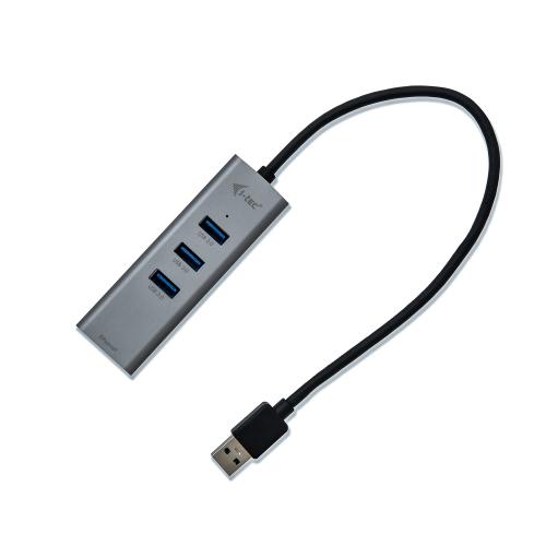Hub USB i-tec U3METALG3HUB, 3x USB 3.2 gen 1 + 1x RJ-45, Space Grey