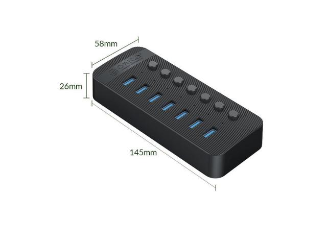 HUB USB Orico CT2U3-7AB, 7x USB 3.2 Gen 1, Silver
