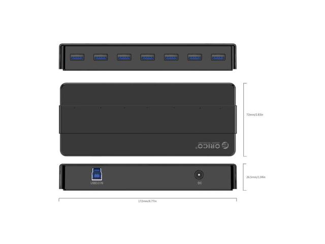 Hub USB Orico H7928-U3, 7x USB 3.2 gen 1, Black