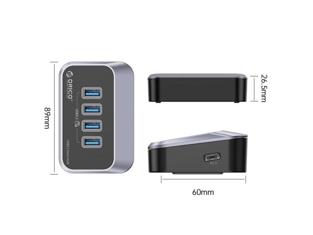 HUB USB Orico M34A-G2, 4x USB 3.2 gen 2, Black-Gray