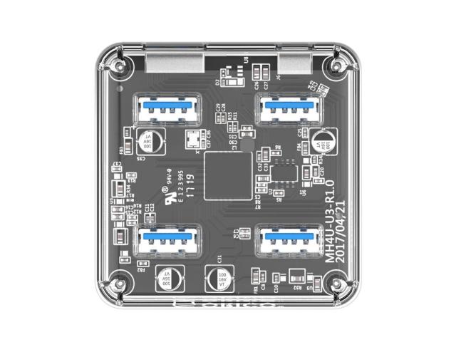 Hub USB Orico MH4U, 4x USB 3.2 Gen 1, Transparent