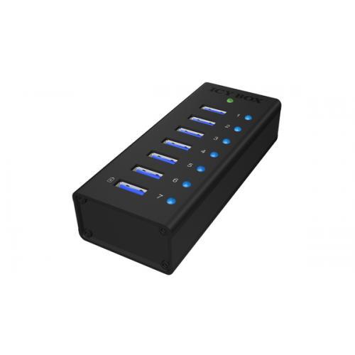 Hub USB Raidsonic IcyBox IB-AC618, 7x USB 3.2 gen 1, Black