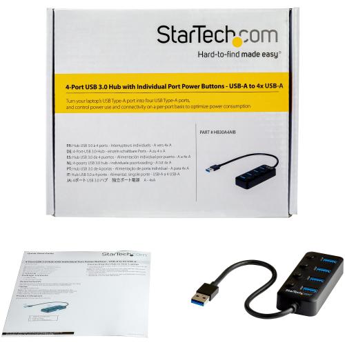 Hub USB Startech HB30A4AIB, 4x USB 3.2 gen 1, Black
