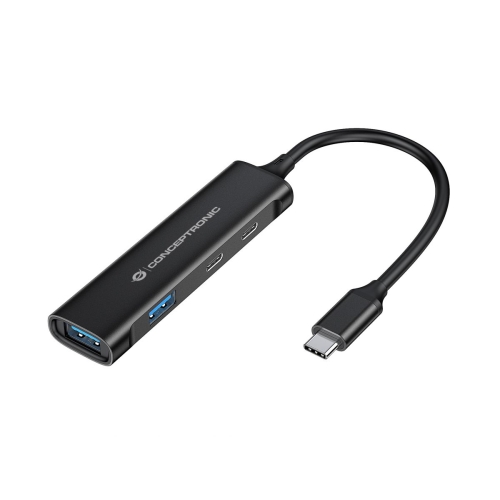 Hub USB Conceptronic HUBBIES12B, 2 x USB-A 3.0, 2 x USB-C 3.0, Black