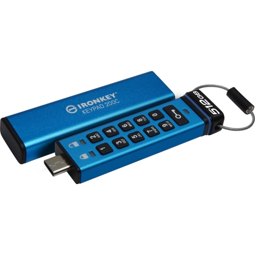Stick memorie Kingston IronKey Keypad 200C, 512 GB, USB-C, Blue