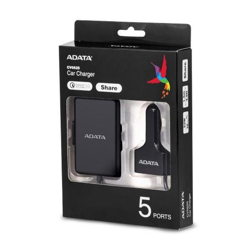 Incarcator Auto ADATA, 5x USB, 1.5m, 2.4A, Black 