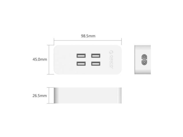 Incarcator retea Orico, 4x USB, 2.4A, White