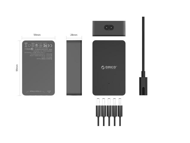 Incarcator retea Orico, 5x USB, 2.4 A, Black