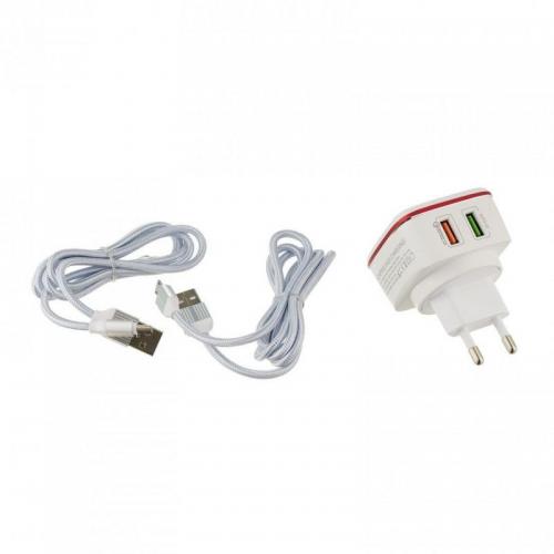 Incarcator retea Serioux SRXP-QC01, 2x USB, White-Red