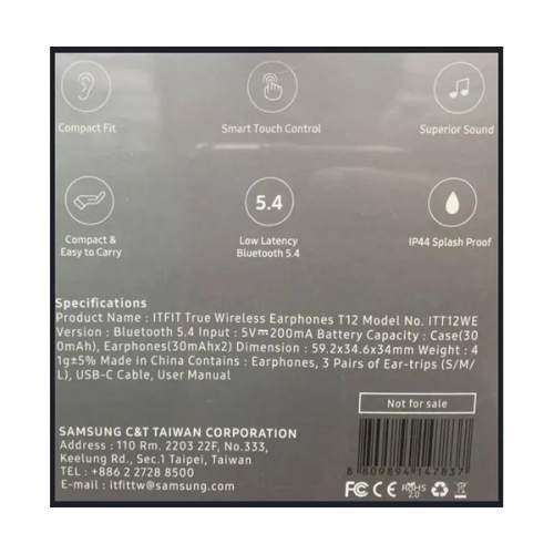Handsfree Samsung ITFIT Buds T12, White