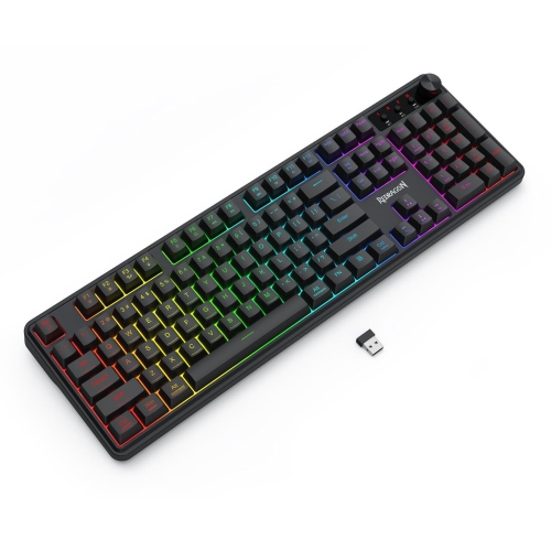 Tastatura gaming Bluetooth cu fir si wireless Redragon Volcano neagra iluminare RGB