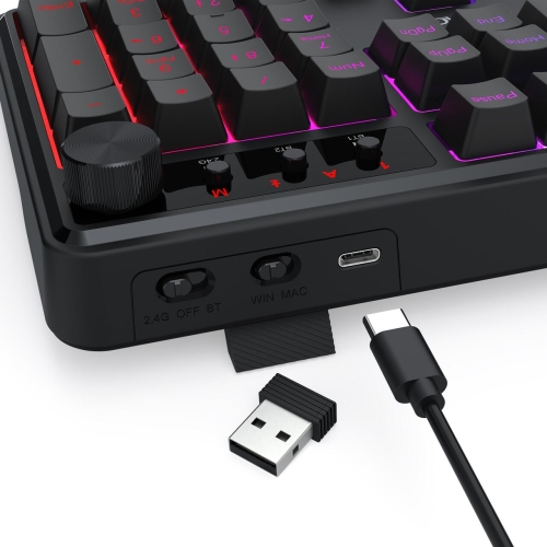 Tastatura gaming Bluetooth cu fir si wireless Redragon Volcano neagra iluminare RGB