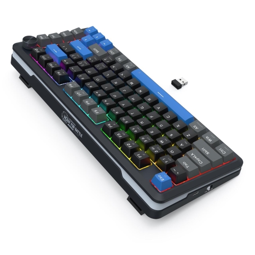 Tastatura gaming mecanica Bluetooth cu si fara fir Redragon Cyrus Pro neagra cu albastru iluminare RGB