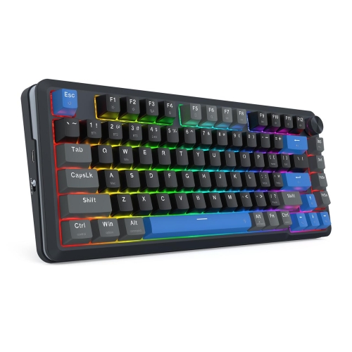 Tastatura gaming mecanica Bluetooth cu si fara fir Redragon Cyrus Pro neagra cu albastru iluminare RGB