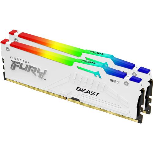 Kit Memorie Kingston Fury Beast RGB White AMD EXPO/Intel XMP 3.0, 32GB, DDR5-5200MHz, CL36, Dual Channel