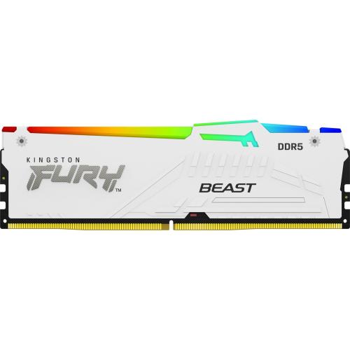 Kit Memorie Kingston Fury Beast RGB White AMD EXPO/Intel XMP 3.0, 32GB, DDR5-5200MHz, CL36, Dual Channel