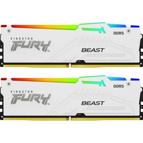 Kit Memorie Kingston Fury Beast RGB White AMD EXPO/Intel XMP 3.0, 64GB, DDR5-5600MHz, CL36, Dual Channel