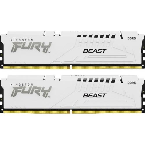 Kit Memorie Kingston Fury Beast White Intel XMP 3.0/AMD EXPO, 32GB, DDR5-6000MHz, CL30, Dual Channel