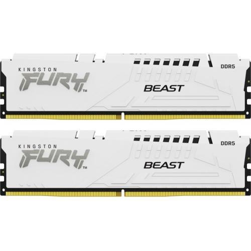 Kit Memorie Kingston Fury Beast White 64GB, DDR5-6000MHz, CL30, Dual Channel