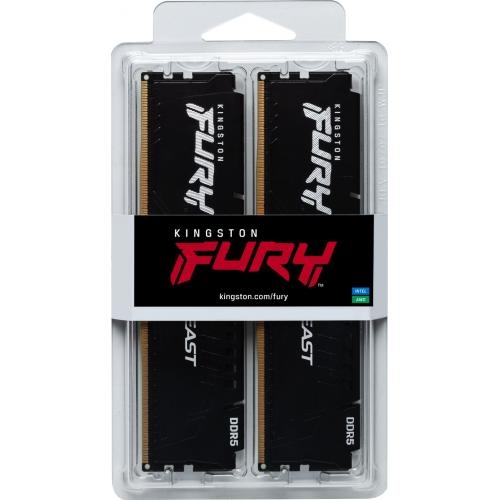 Kit Memorie Kingston Fury Beast Black Intel XMP 3.0, 64GB, DDR5-6400MHz, CL32, Dual Channel