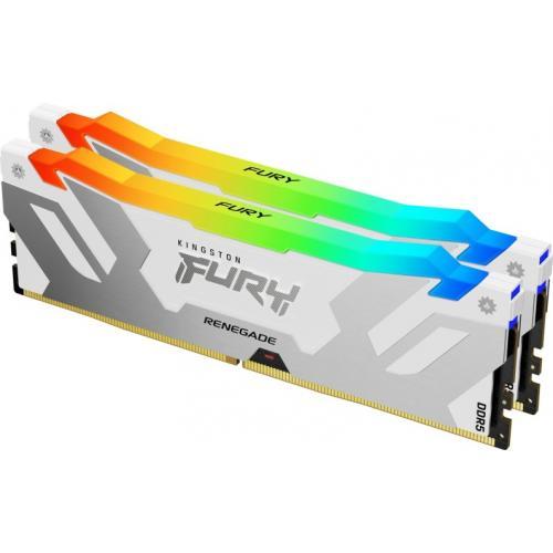 Kit Memorie Kingston Fury Renegade RGB White Intel XMP 3.0, 32GB, DDR5-7200MHz, CL38, Dual Channel