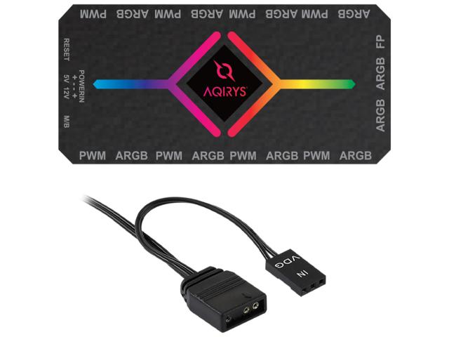 Ventilator AQIRYS Vela, ARGB, 120mm, Black, 3 bucati + Controller ARGB