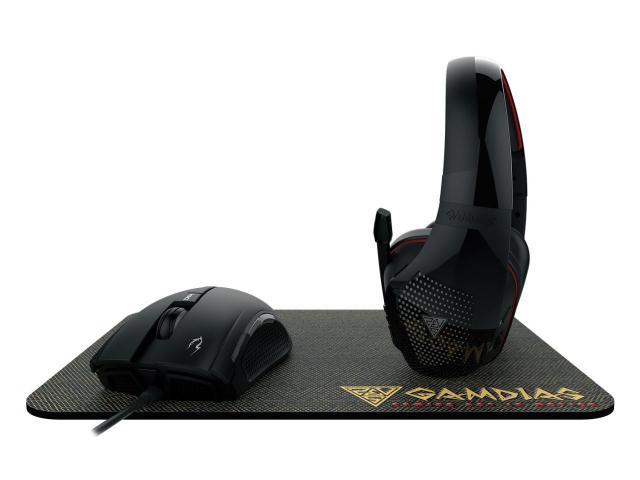 Kit Gamdias Artemis 3 in 1 - Mouse optic Zeus E2 RGB LED, USB, Black + Casti Eros E1 RGB LED, USB/Jack 3.5mm, Black + Mouse Pad NYX E1, Black
