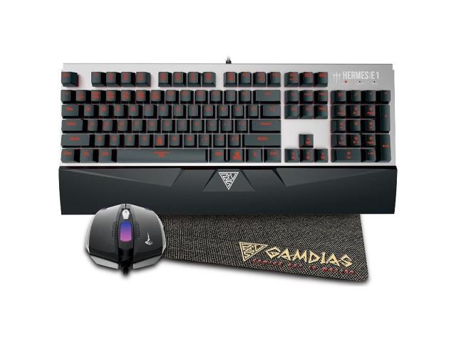 Kit Gamdias HERMES E1 COMBO - Tastatura Hermes E1 Gamdias Brown, Red LED, USB, Black-Silver + Mouse optic Demeter E2, USB, Black + Mouse Pad NYX E1, Black