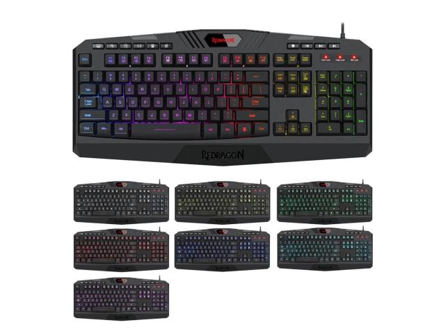 Kit Redragon - Tastatura, RGB LED, USB, Black + Mouse Optic, USB, Black + Casti Stereo, 3.5mm jack, Black-Red + Mouse Pad, Black-Red