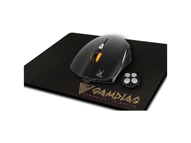 Kit Gamdias Mouse optic OUREA E1, RGB LED, USB, Black + Mouse Pad NYX E1, Black