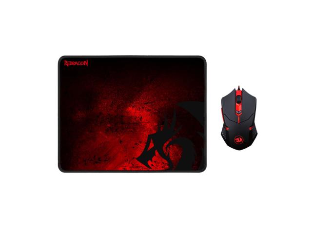 Kit Redragon M601-BA - Mouse Optic Centrophorus M601, USB, Black-Red + Mouse Pad, Black-Red