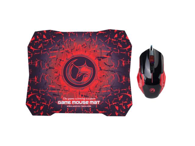 Kit Marvo MARVO_M416G1 -  Mouse Scorpion Red Emperor M416, Optic, RBG Led, USB, Black-Red + Mouse Pad Marvo Scorpion Revive G1, Black-Red