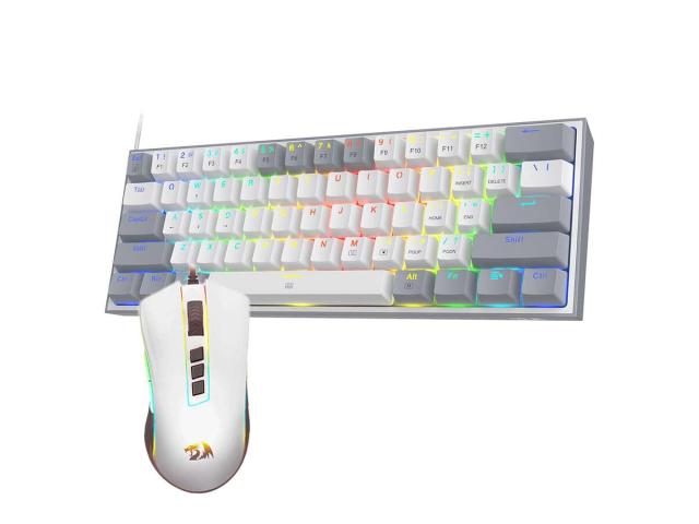 Kit Tastatura Redragon Dynamic Duo, USB, White-Grey + Mouse Optic, USB, Black-White