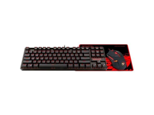 Kit Redragon Essentials 3-in-1 V2 - Tastatura Kumara, Red LED, USB, Black + Mouse Optic Centrophorus, USB, Black + Mouse Pad Archelon M, Black-Red
