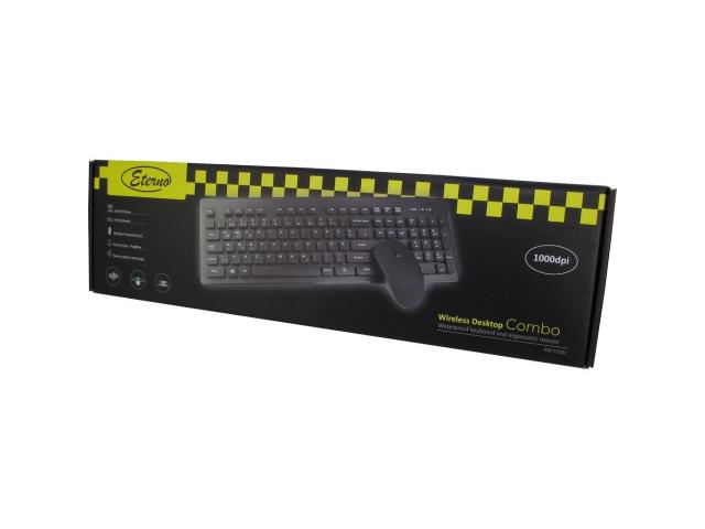 Kit Wireless Inter-Tech Eterno KM-232W - Tastatura, USB, Black + Mouse Optic, USB, Black