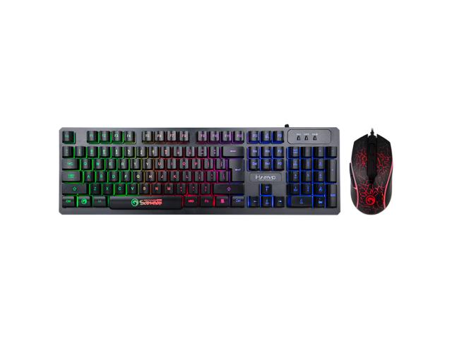 Kit Marvo KM408 - Tastatura K408, RGB LED, USB, Black +  Mouse Optic M408, USB, Black