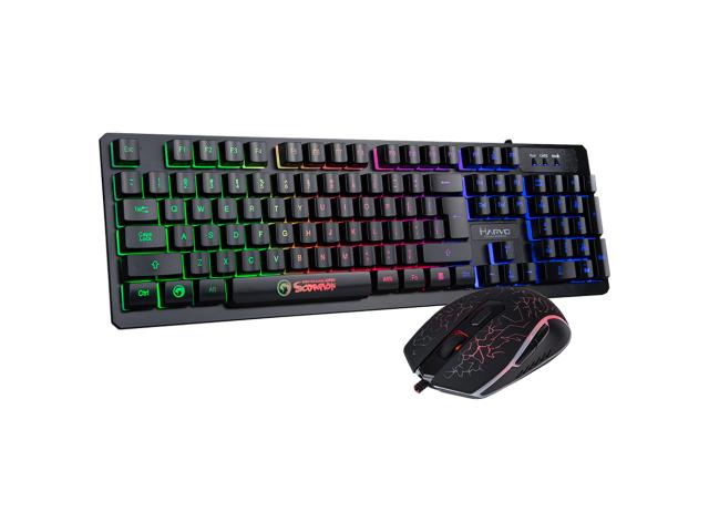 Kit Marvo KM408 - Tastatura K408, RGB LED, USB, Black +  Mouse Optic M408, USB, Black