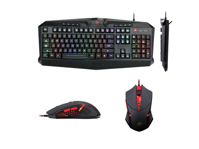 Kit Redragon Essentials - Tastatura, RGB LED, USB, Black + Mouse Optic, USB, Black-Red