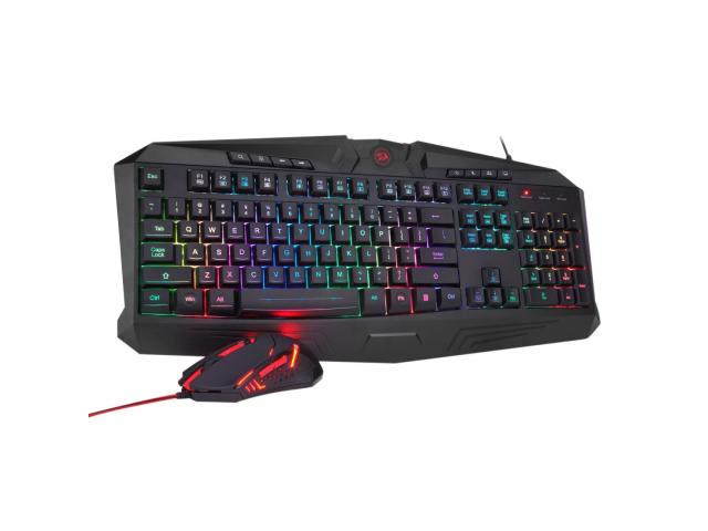 Kit Redragon Essentials - Tastatura, RGB LED, USB, Black + Mouse Optic, USB, Black-Red