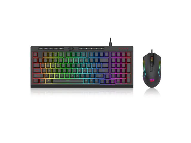Kit Tastatura Redragon S141, RGB LED, USB, Black + Mouse Optic, RGB LED, USB, Black