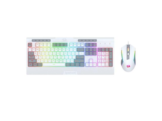 Kit tastatura si mouse Redragon S151 Gaming Essentials alb iluminare RGB