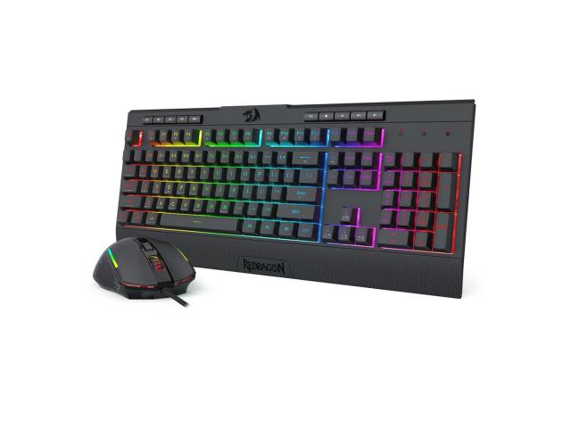 Kit tastatura si mouse Redragon S151 Gaming Essentials negru iluminare RGB