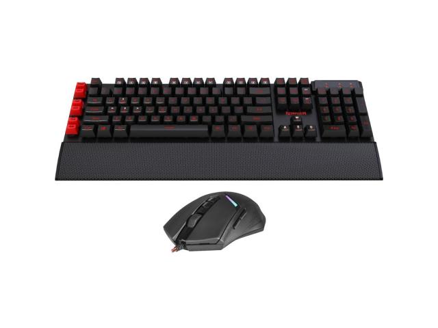 Kit Redragon - Tastatura Yaksa, RGB LED, USB, Black-Red + Mouse Nemeanlion, USB, Black-Red