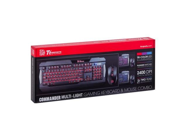 Kit Thermaltake Tt eSPORTS Commander Gear - Tastatura, RGB LED, USB, Black + Mouse Optic, USB, Black