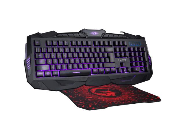 Kit Marvo - Tastatura K400 RGB LED, USB, Black + Mouse Pad G1, Black-Red