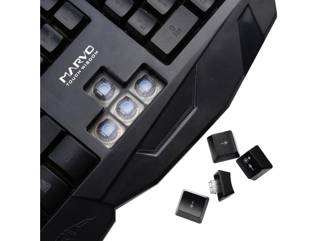Kit Marvo - Tastatura K400 RGB LED, USB, Black + Mouse Pad G1, Black-Red