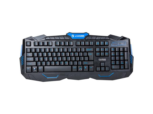 Kit Wireless Marvo - Tastatura KW500, USB, Black-Blue + Mouse Optic MW500, USB, Black-Blue