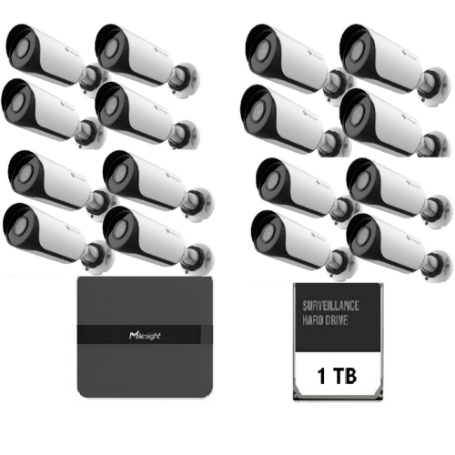 Kit Camera IP Bullet MILESIGHT TECHNOLOGY MS-C2964-UPD, 2MP, Lentila 2.8mm, IR 30m + NVR MS-N5016-PE