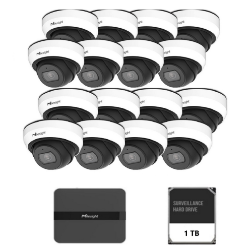 Kit Camera Supraveghere IP Mini Dome MILESIGHT TECHNOLOGY MS-C2973-PD, 2MP, Lentila 2.8mm, IR 30m + NVR MS-N5016-PE